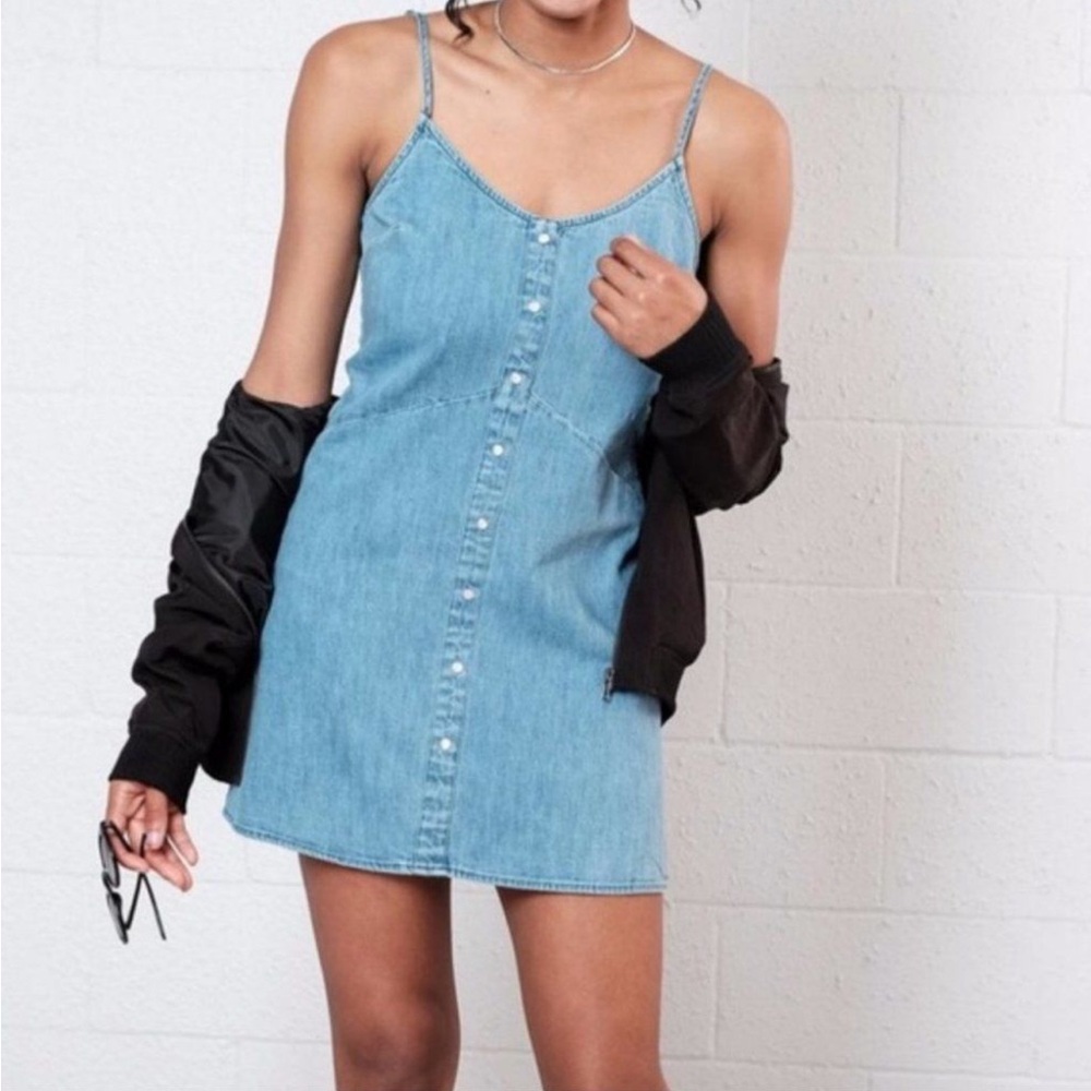 Element Eden Chambray Faux Button Dress L
